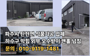 하수구 하수도 오수관 정화조 횡주관 집수정 오수받이 맨홀 배수구 배수관 고압세척 파주시