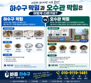하수구막힘과 오수관막힘 차이